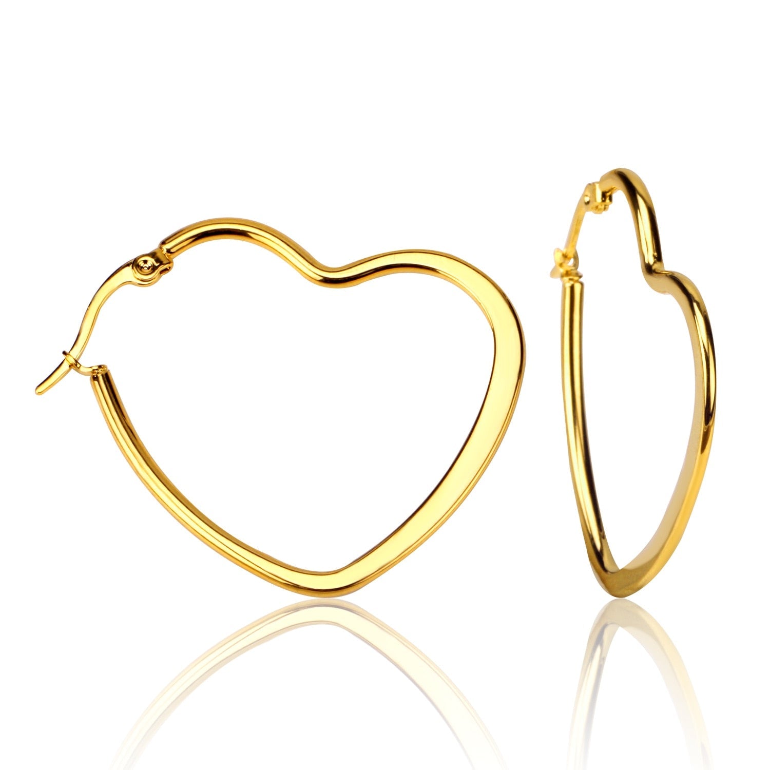 ASON Heart Shape Hoops Earrings Gold Color Size 25mm/35mm/45mm Stainless Steel Big Dangler Female Accessories Piercing asonjewelry